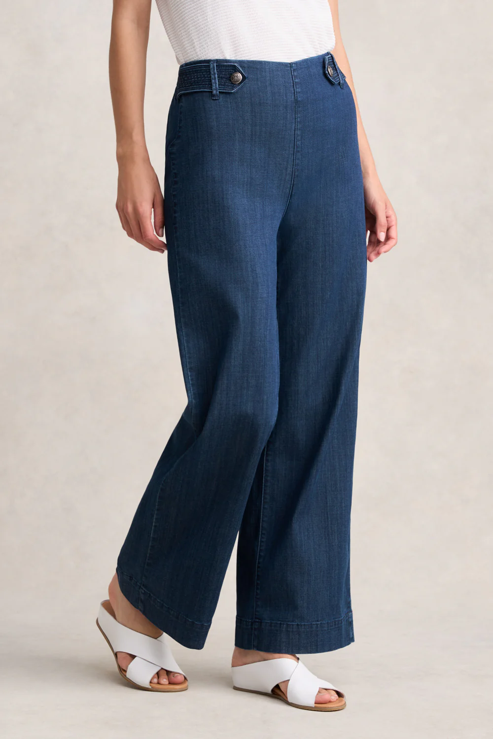 Wide Leg Jeans - Mid Blue Denim - Image 3