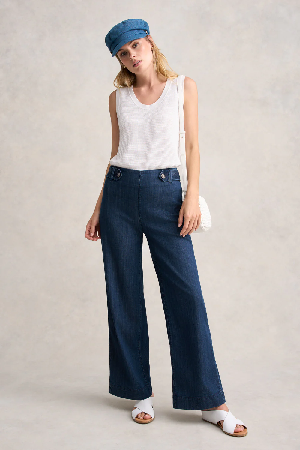 Wide Leg Jeans - Mid Blue Denim - Image 4