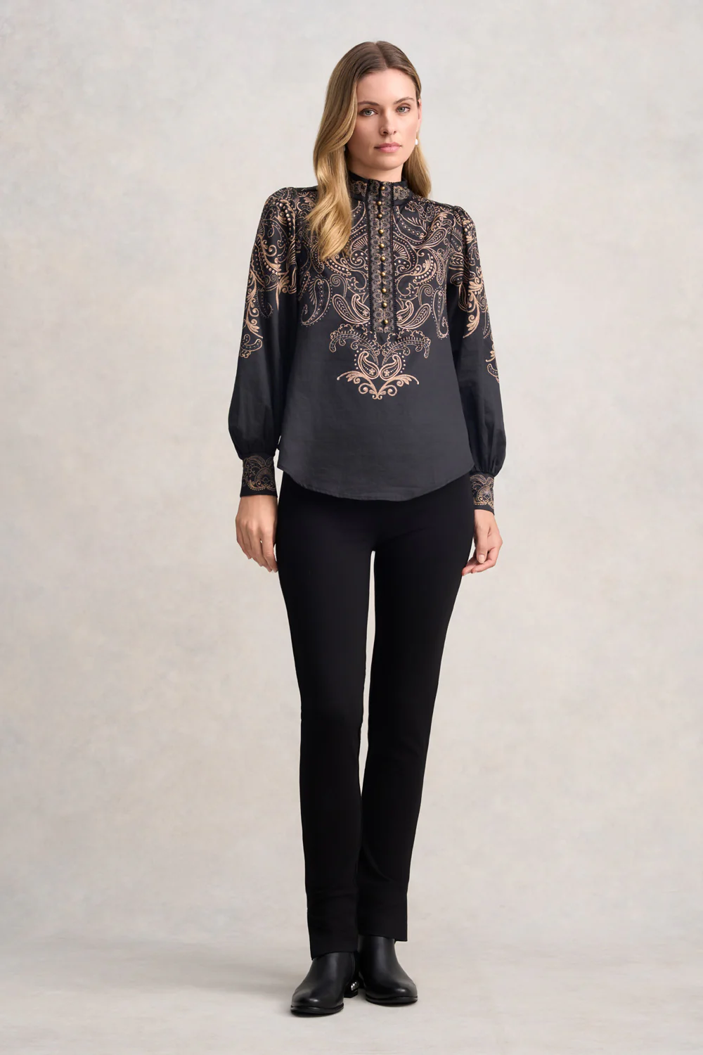 Border Print Blouse - Paisley Border Print - Image 4