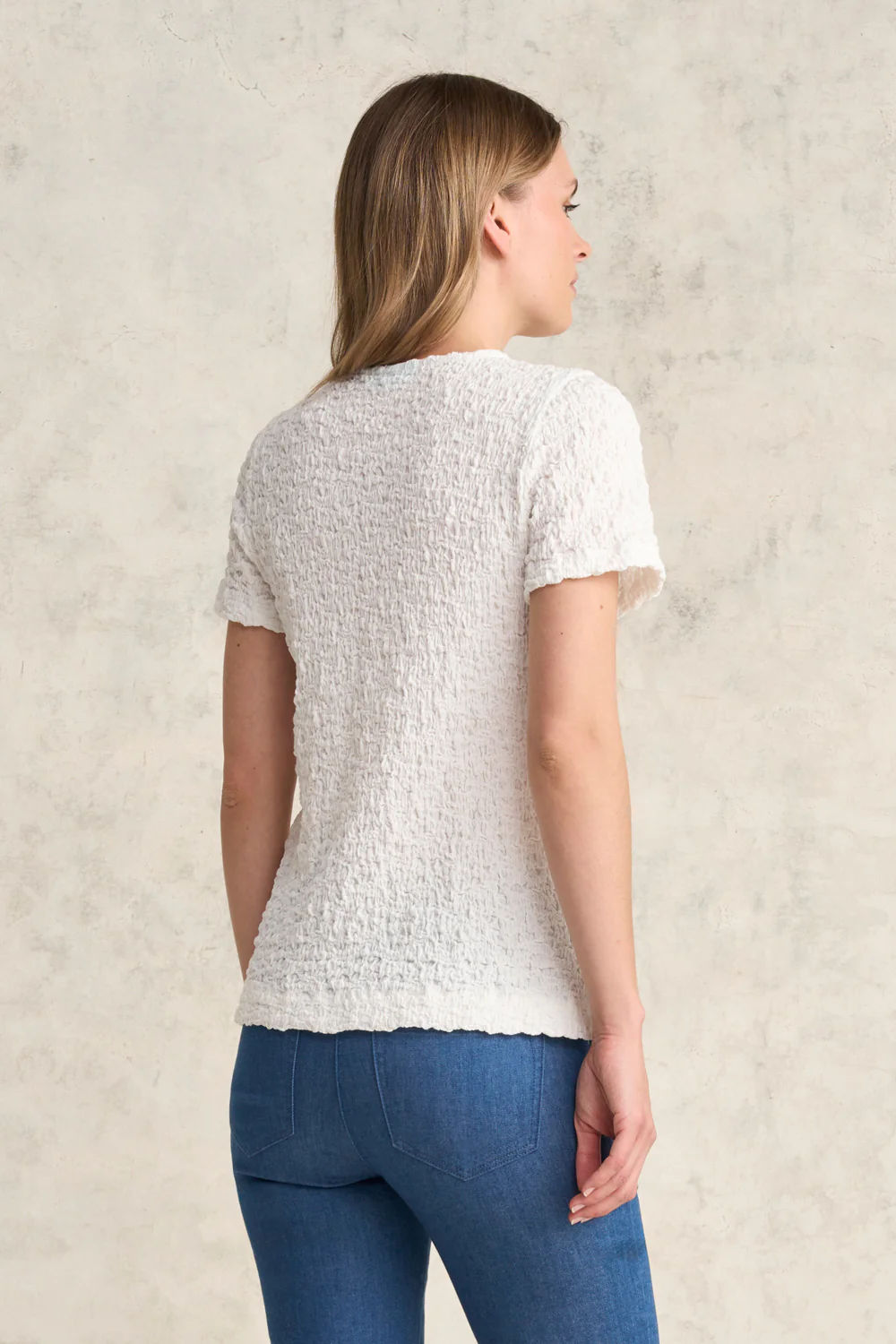 Crinkle Cotton T-Shirt - White - Image 5