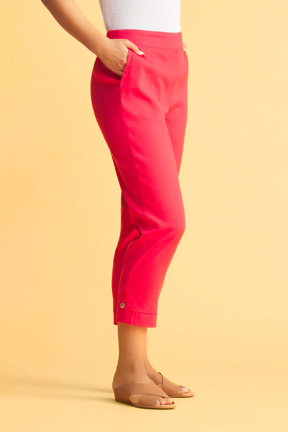 Tab Detail Tapered Pant - Hibiscus - Image 3