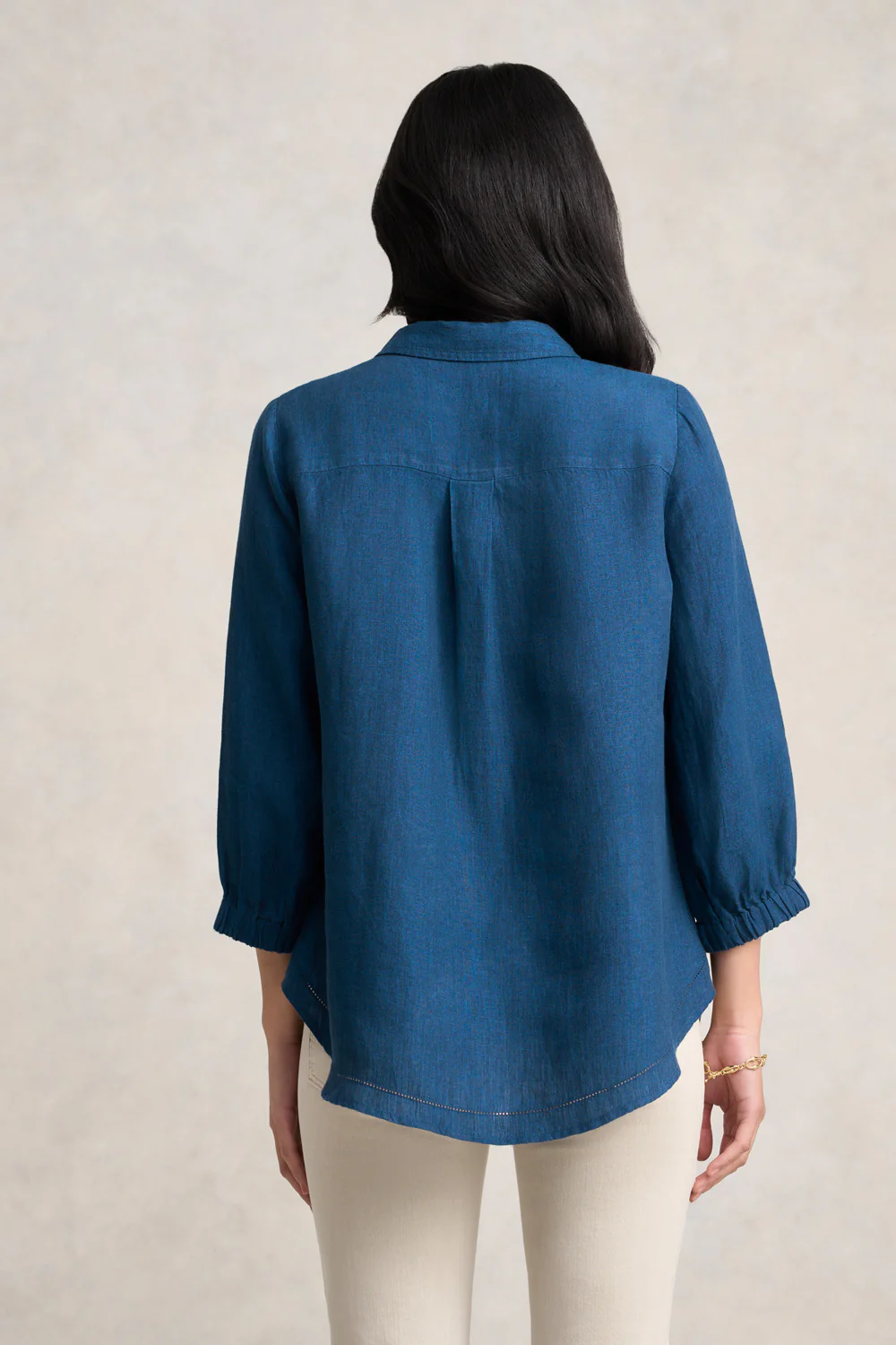 Essential Linen Shirt - Navy Delave - Image 5