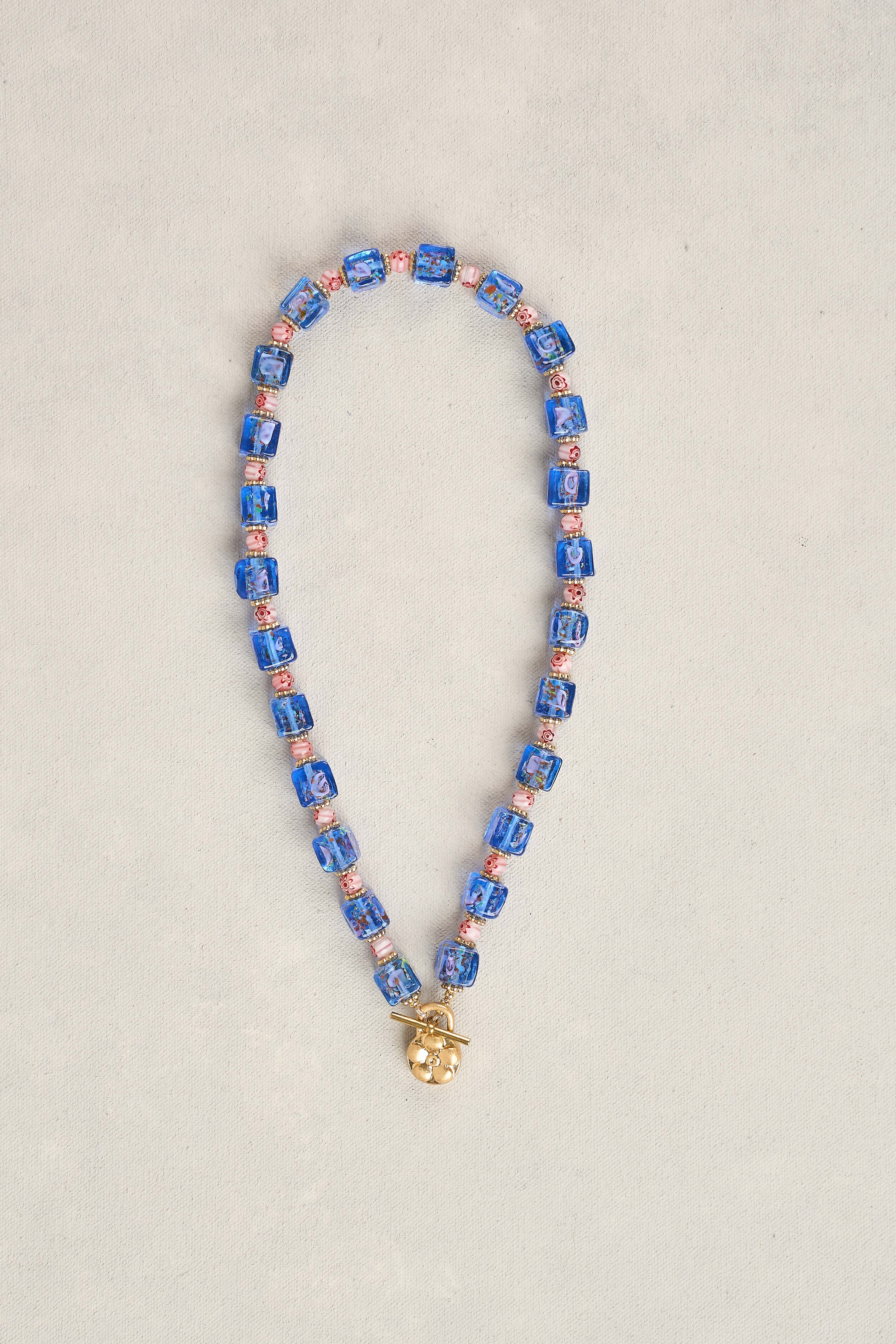 Glass Bead Necklace - Cobalt - Image 3
