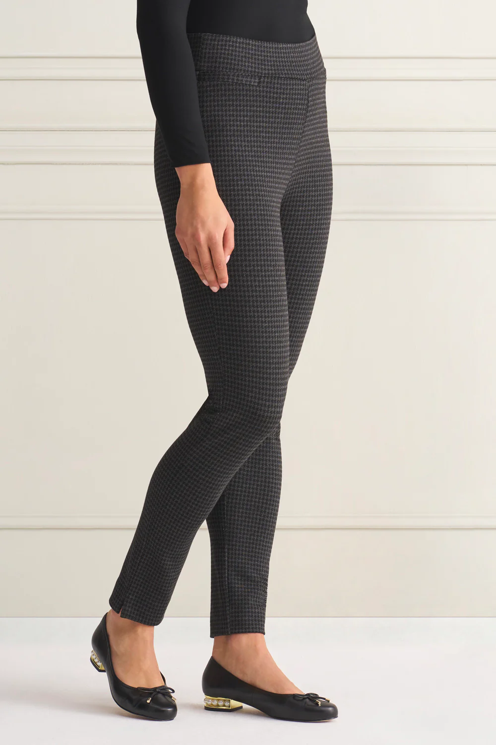 Houndstooth Ponte Pant - Charcoal Houndstooth - Image 3