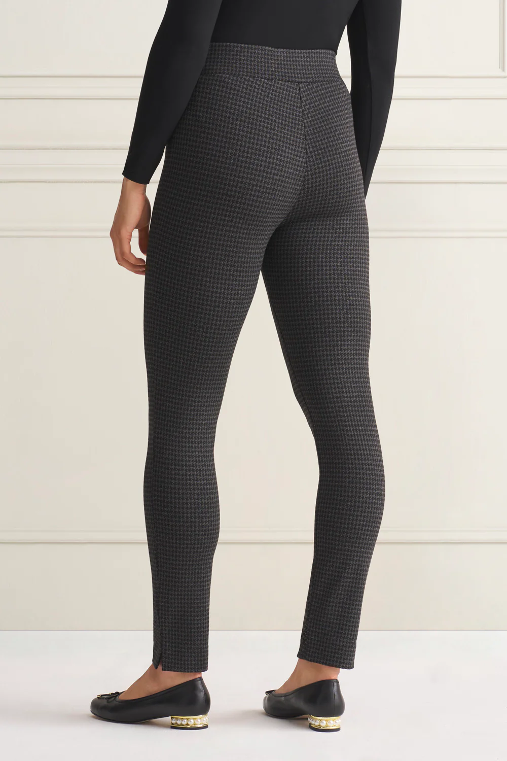 Houndstooth Ponte Pant - Charcoal Houndstooth - Image 4
