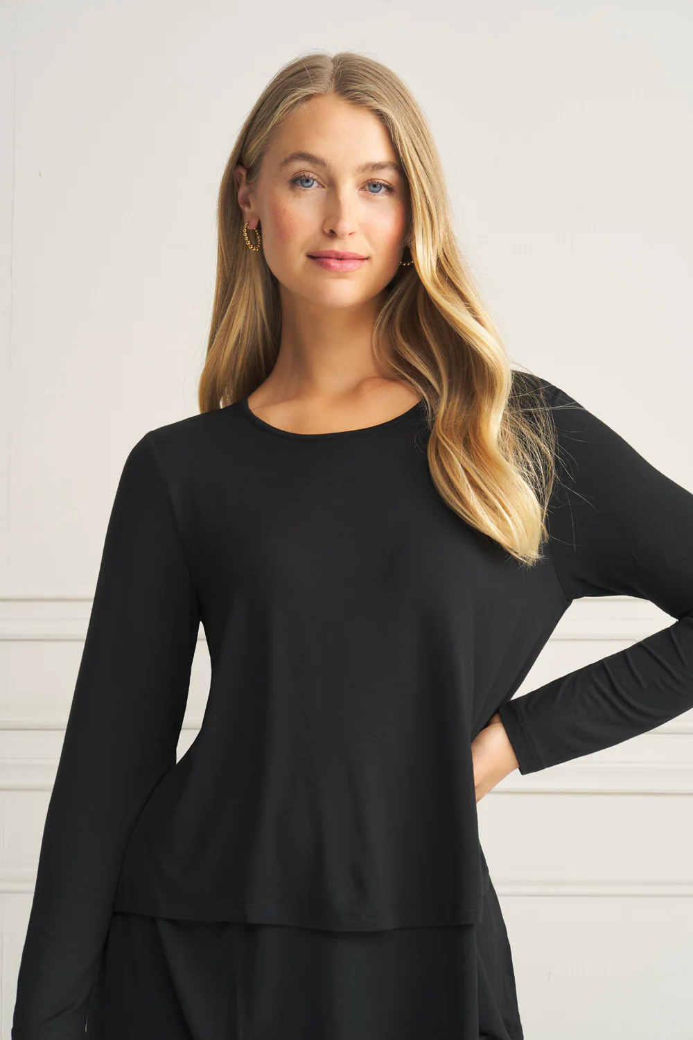Long Sleeve Layered Tee - Black - Image 5