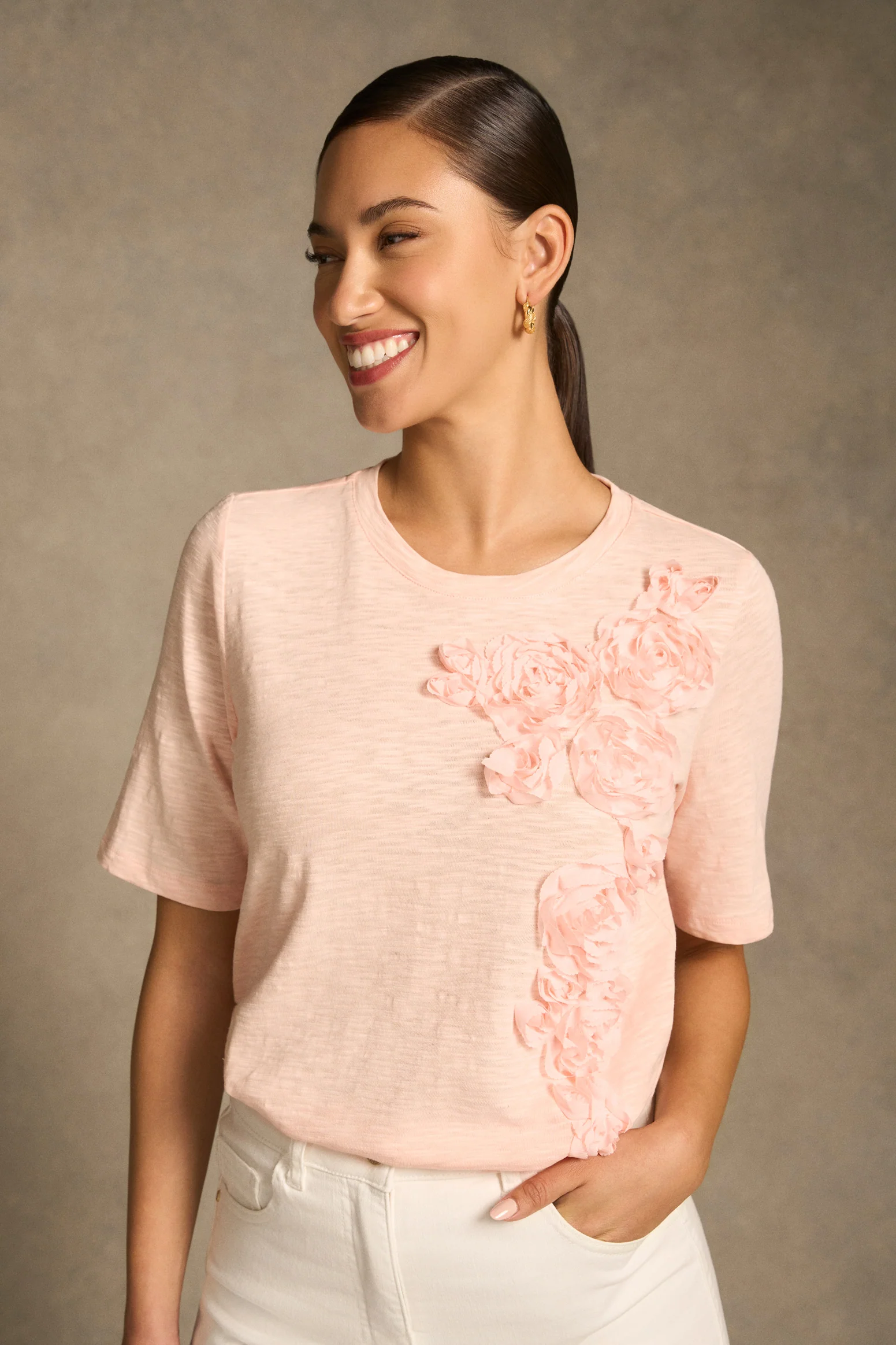 Appliqué Half Sleeve Tee - Ballet Slipper - Image 3