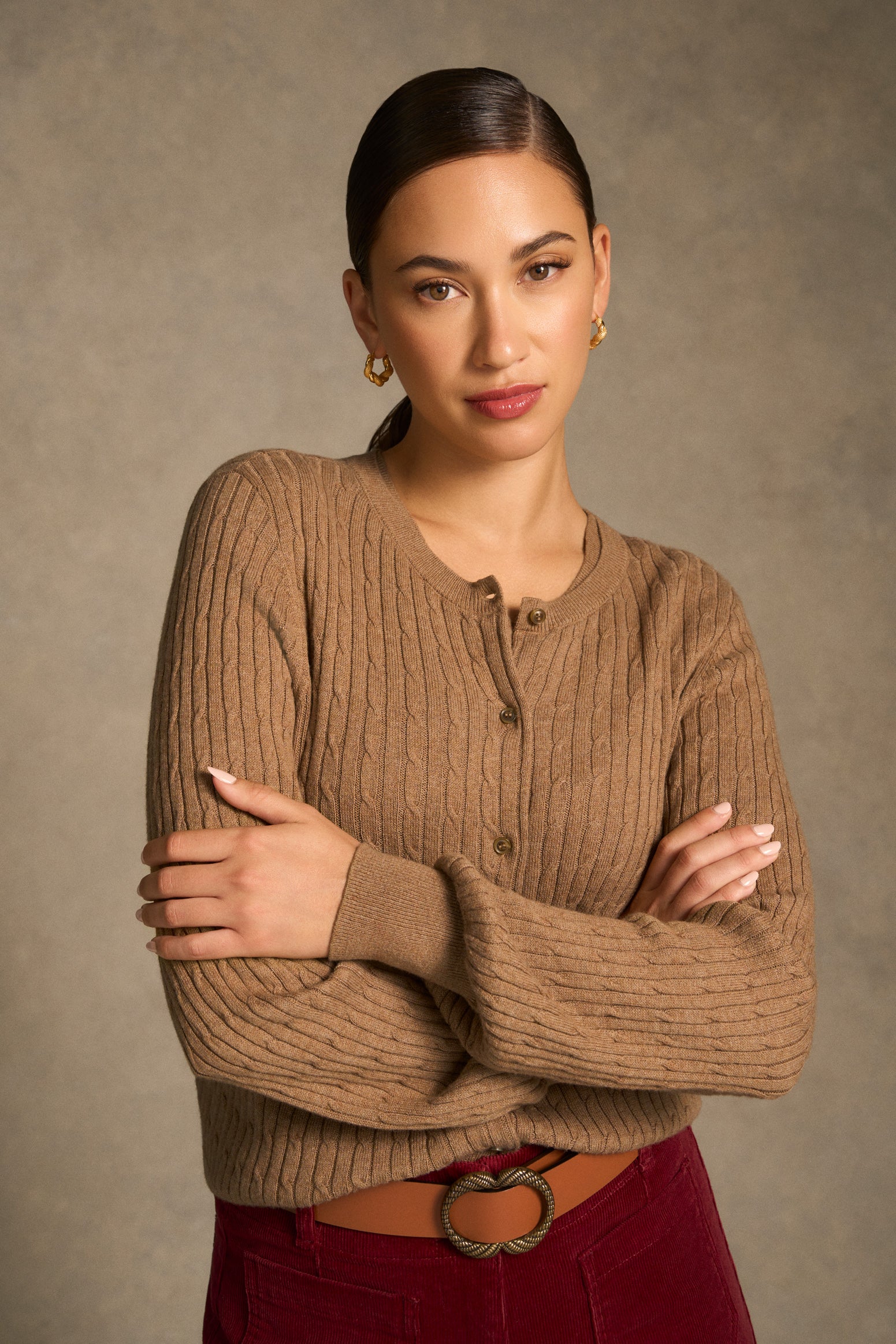 Cable Knit Cardigan - Praline - Image 4