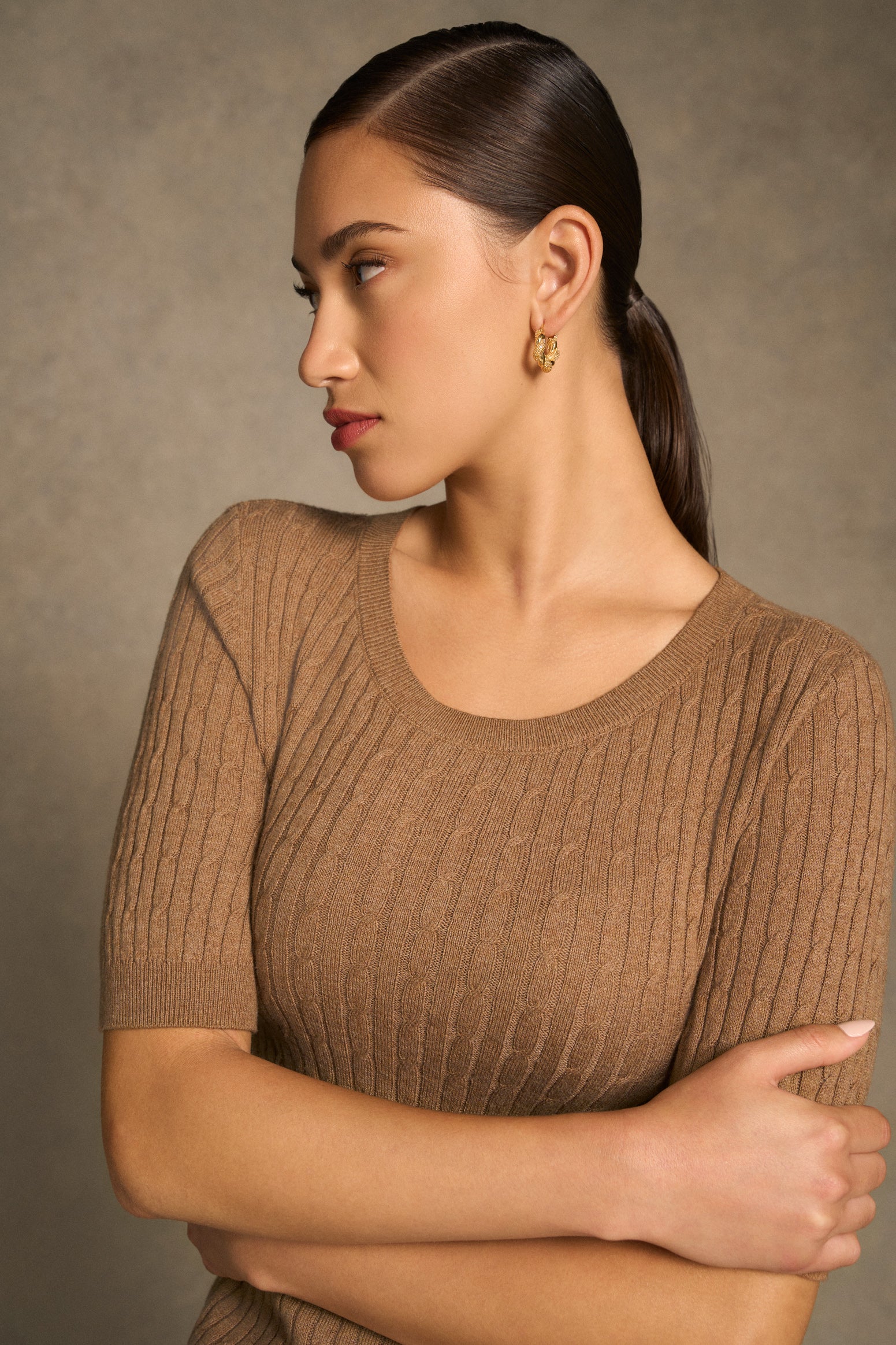 Cable Knit Tee - Praline - Image 3