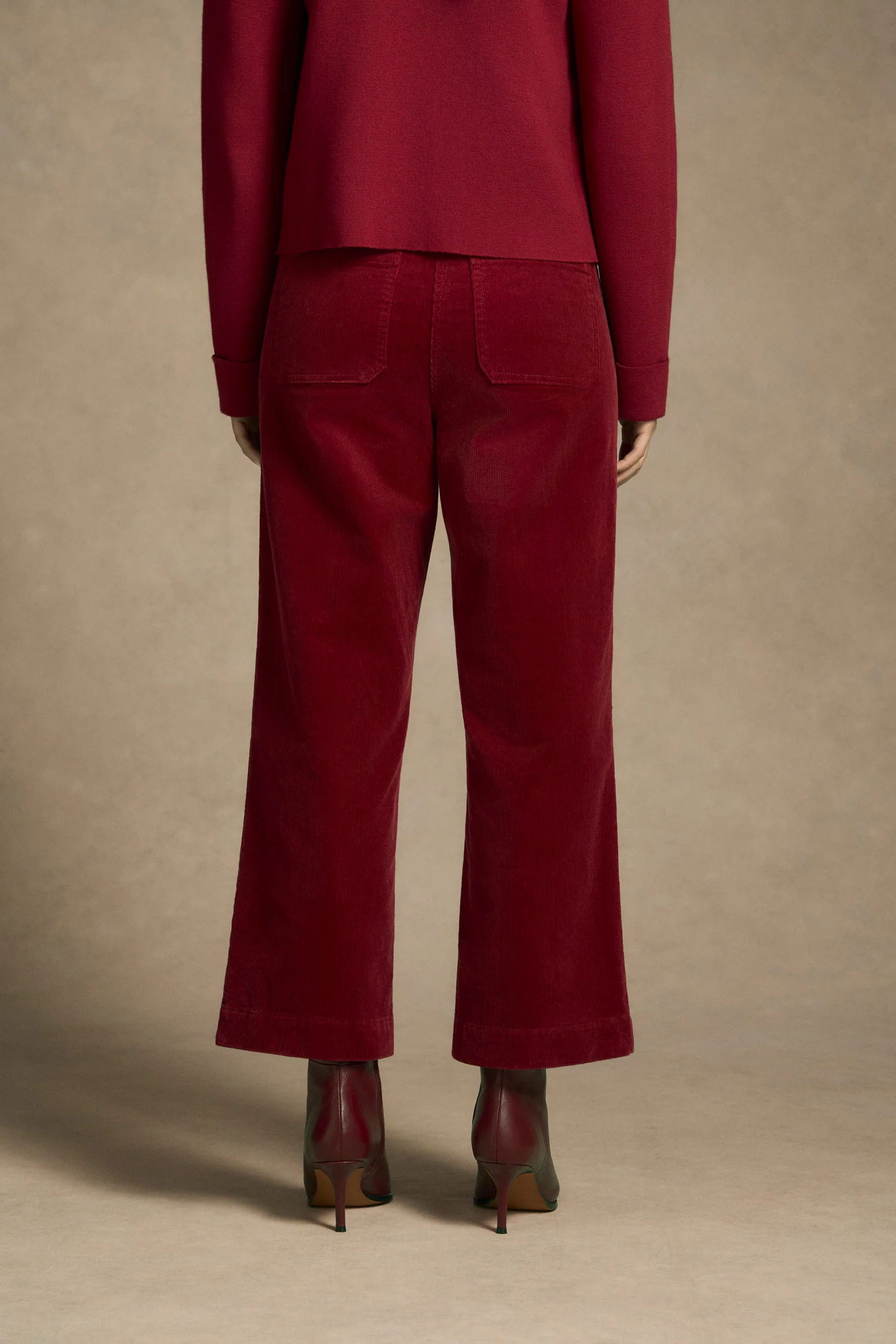 Cropped Cord Pant - Merlot - Image 5