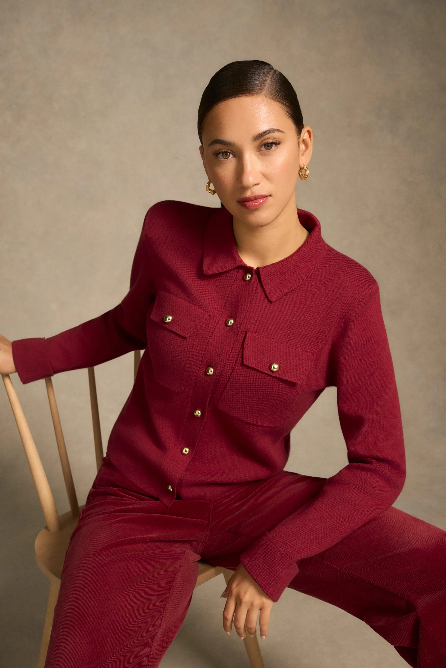 Milano Knit Jacket - Merlot - Image 6