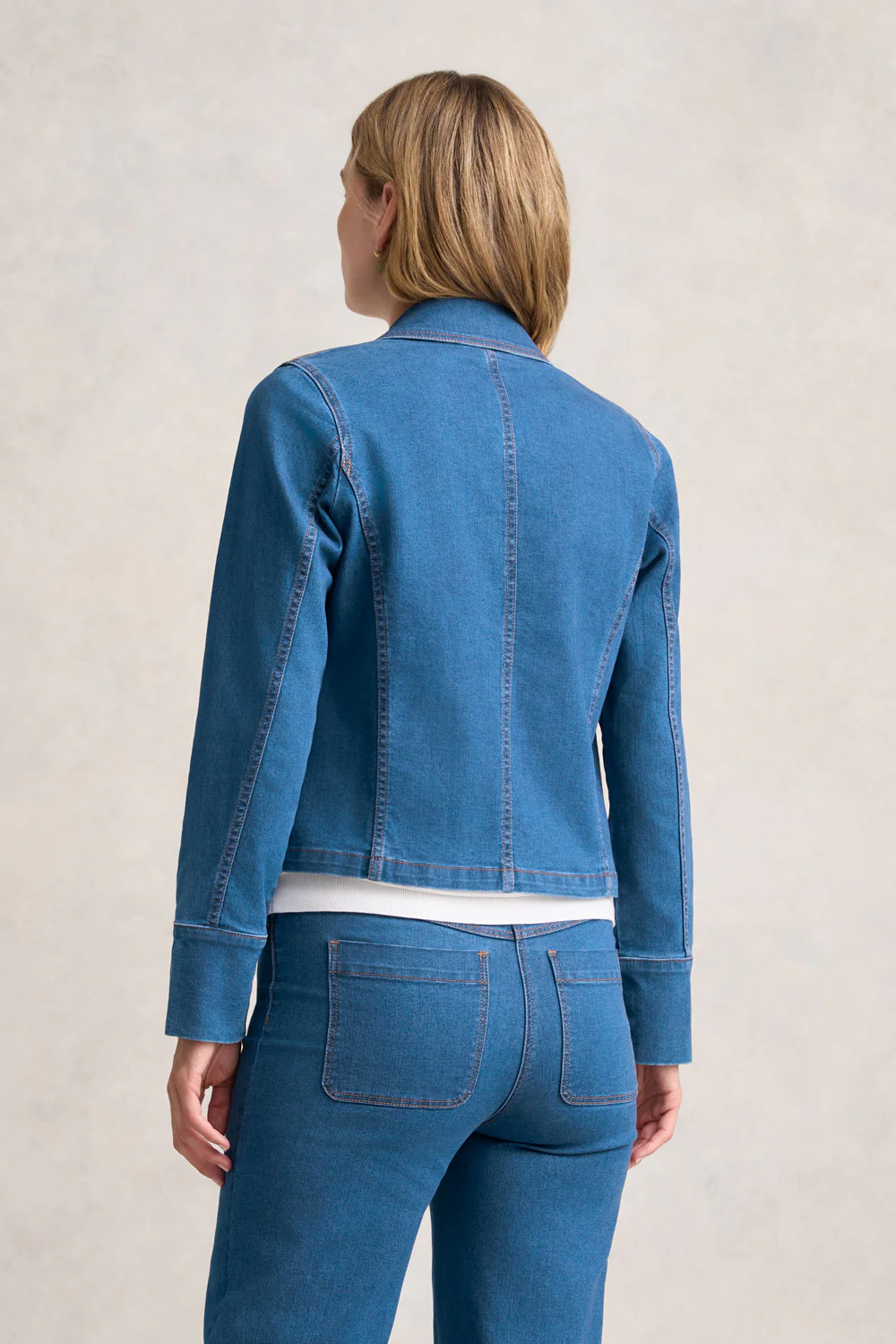 Cropped Denim Jacket - Dark Denim - Image 3