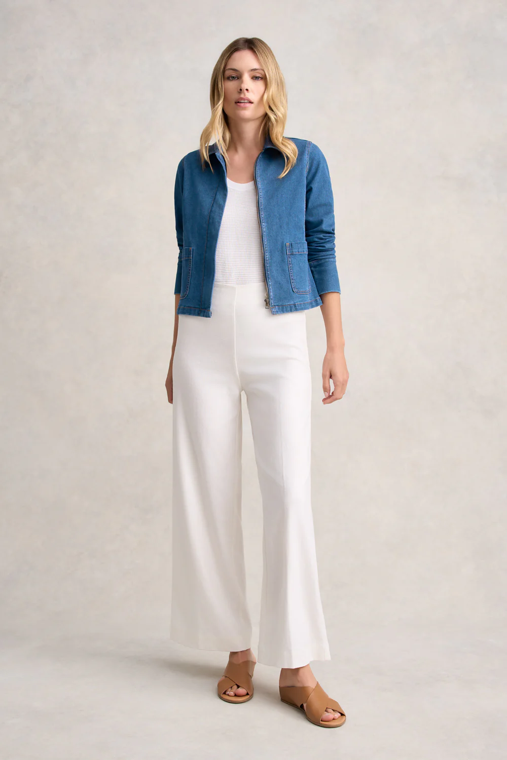 Cropped Denim Jacket - Dark Denim - Image 5