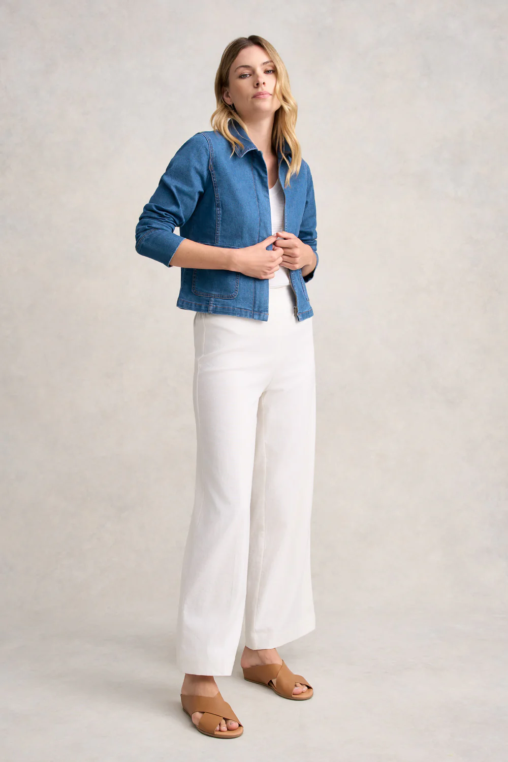 Cropped Denim Jacket - Dark Denim - Image 6