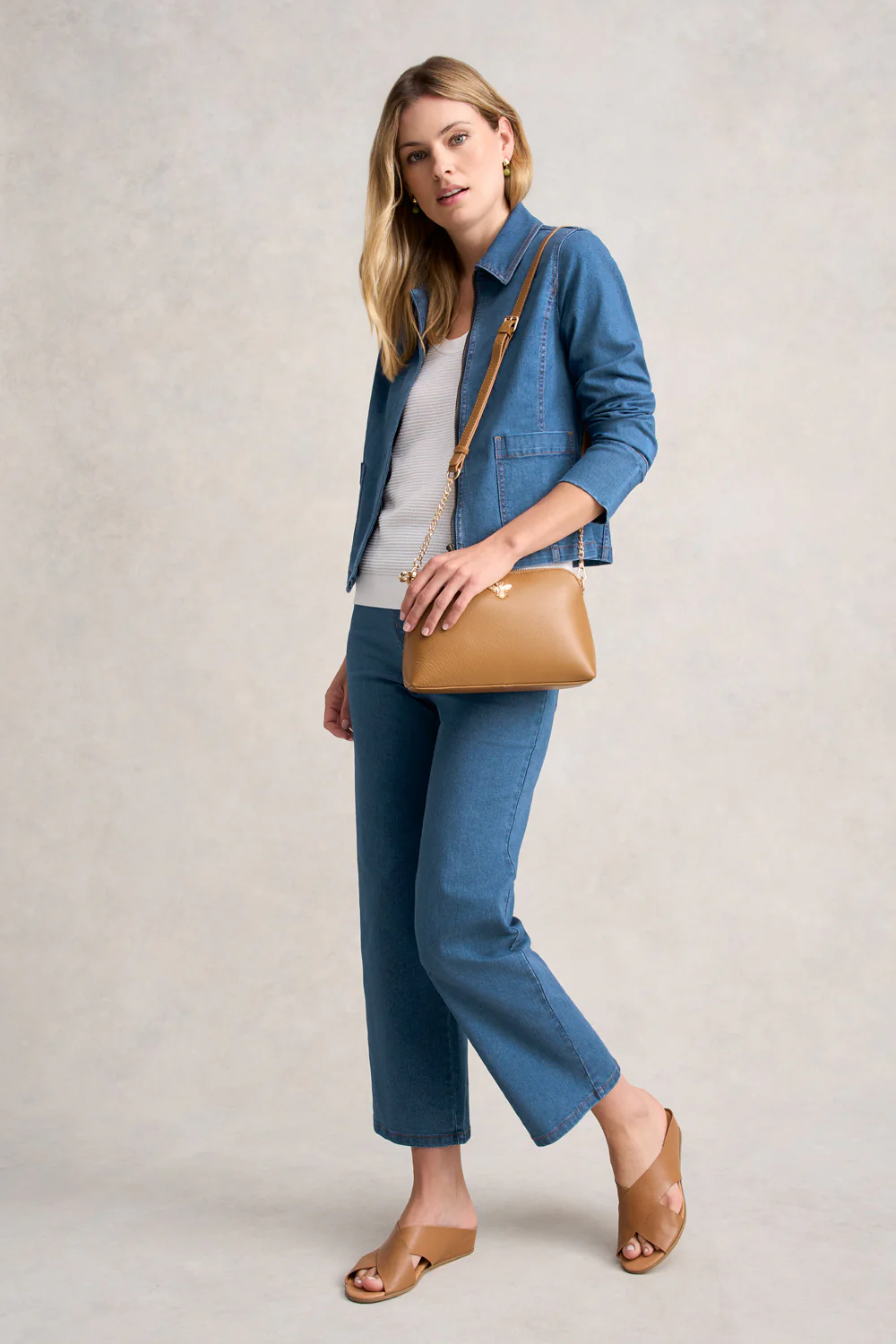 Cropped Denim Jacket - Dark Denim - Image 7