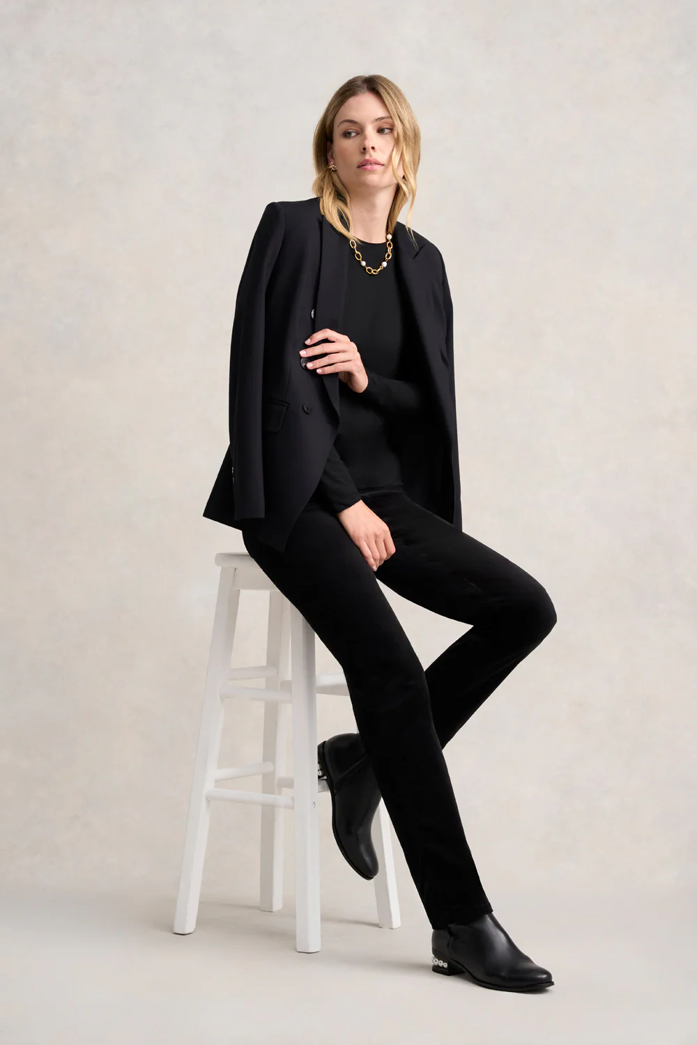 Long Sleeve Crew Neck Top - Black - Image 4