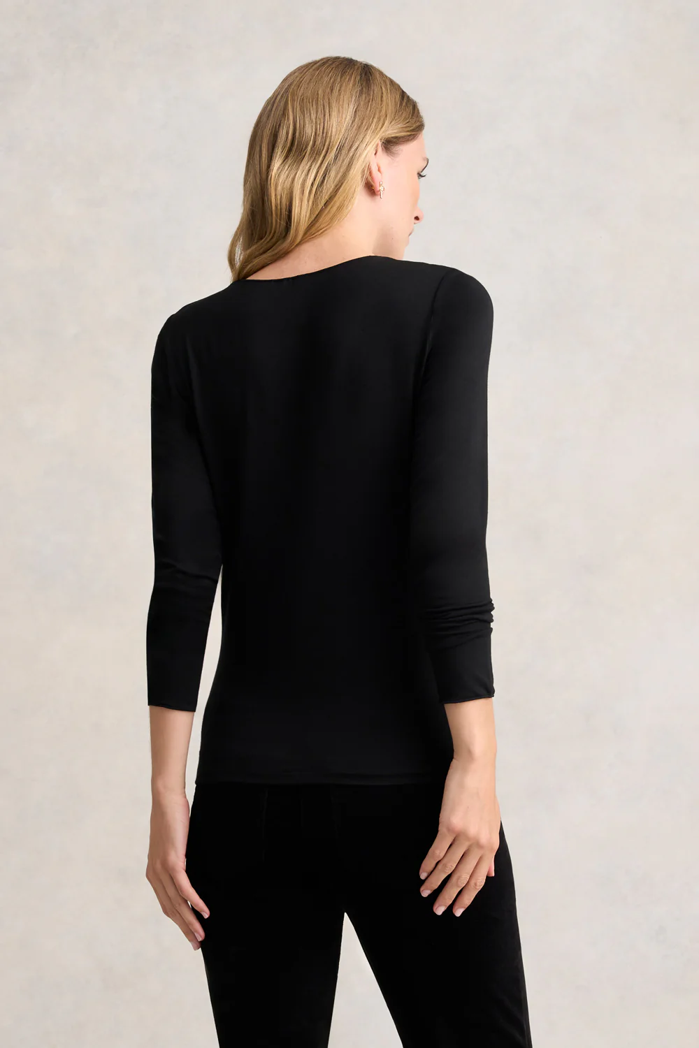 Long Sleeve Crew Neck Top - Black - Image 5