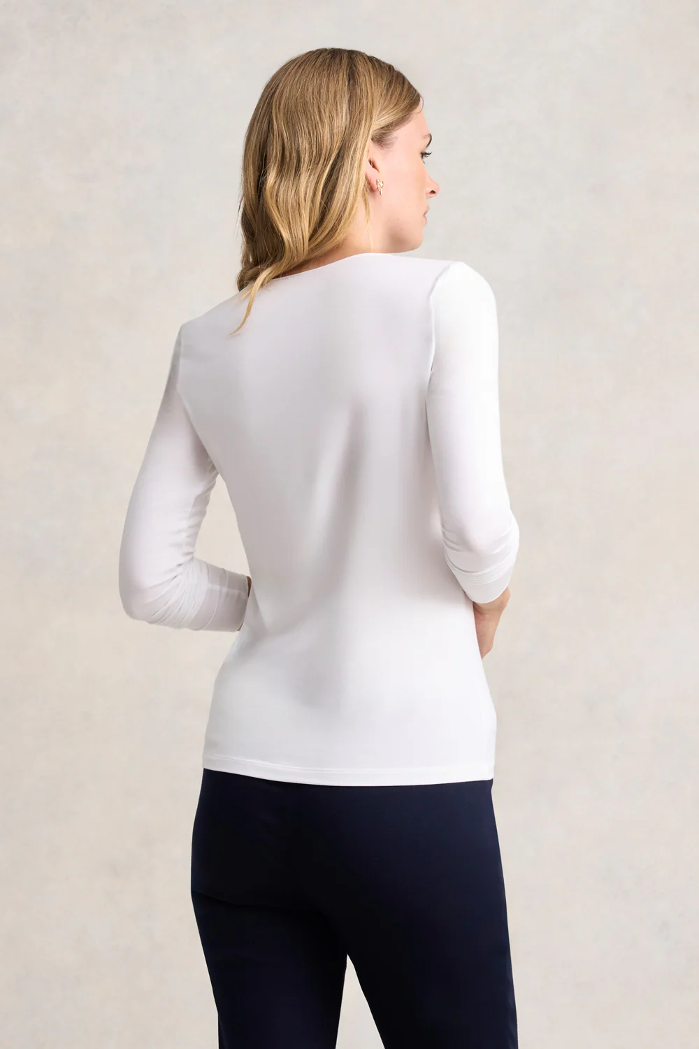 Long Sleeve Crew Neck Top - White - Image 5