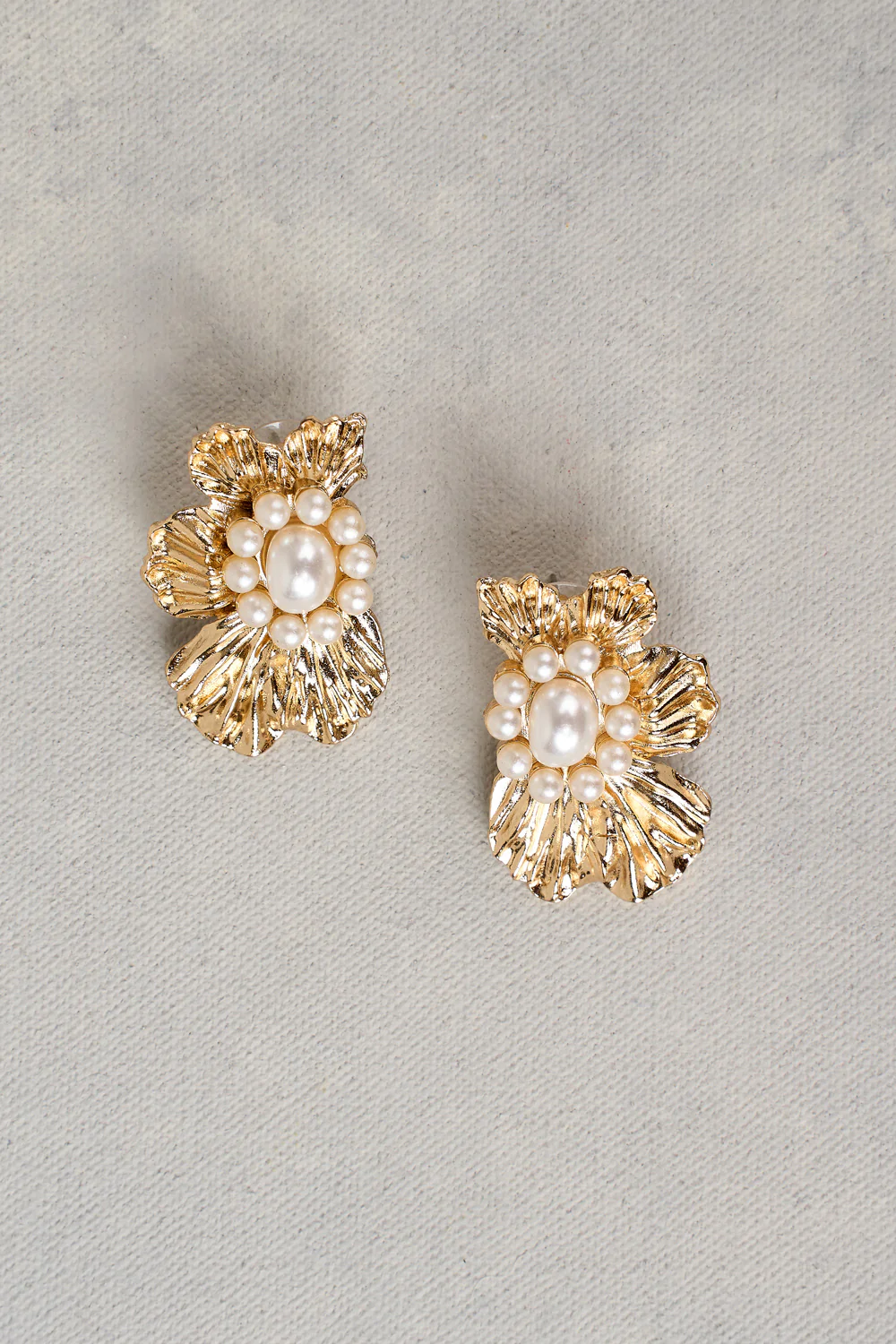 Monique Statement Floral Studs - Gold - Image 3