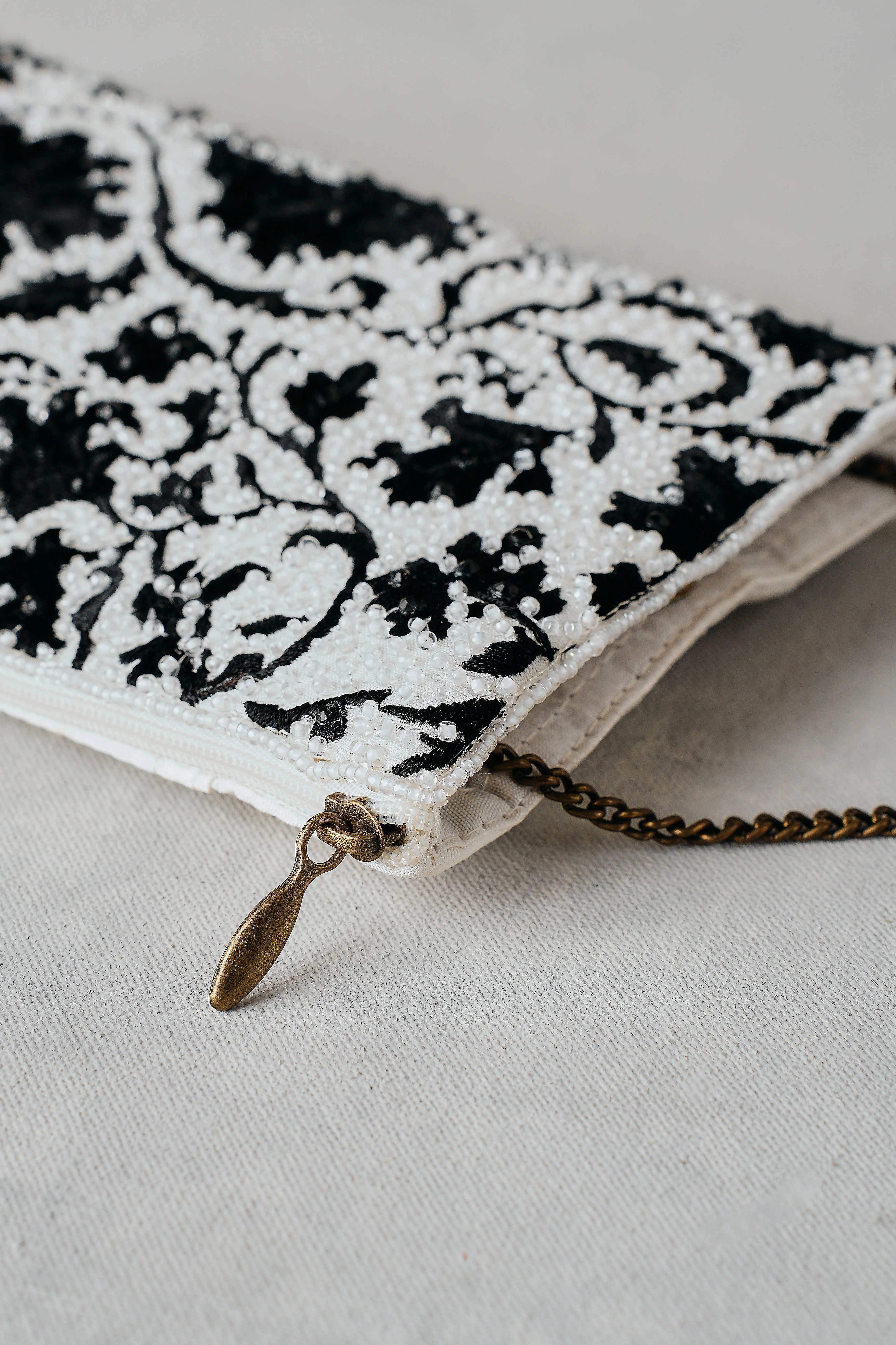 Monochrome Beaded Mini Clutch - Black - Image 3
