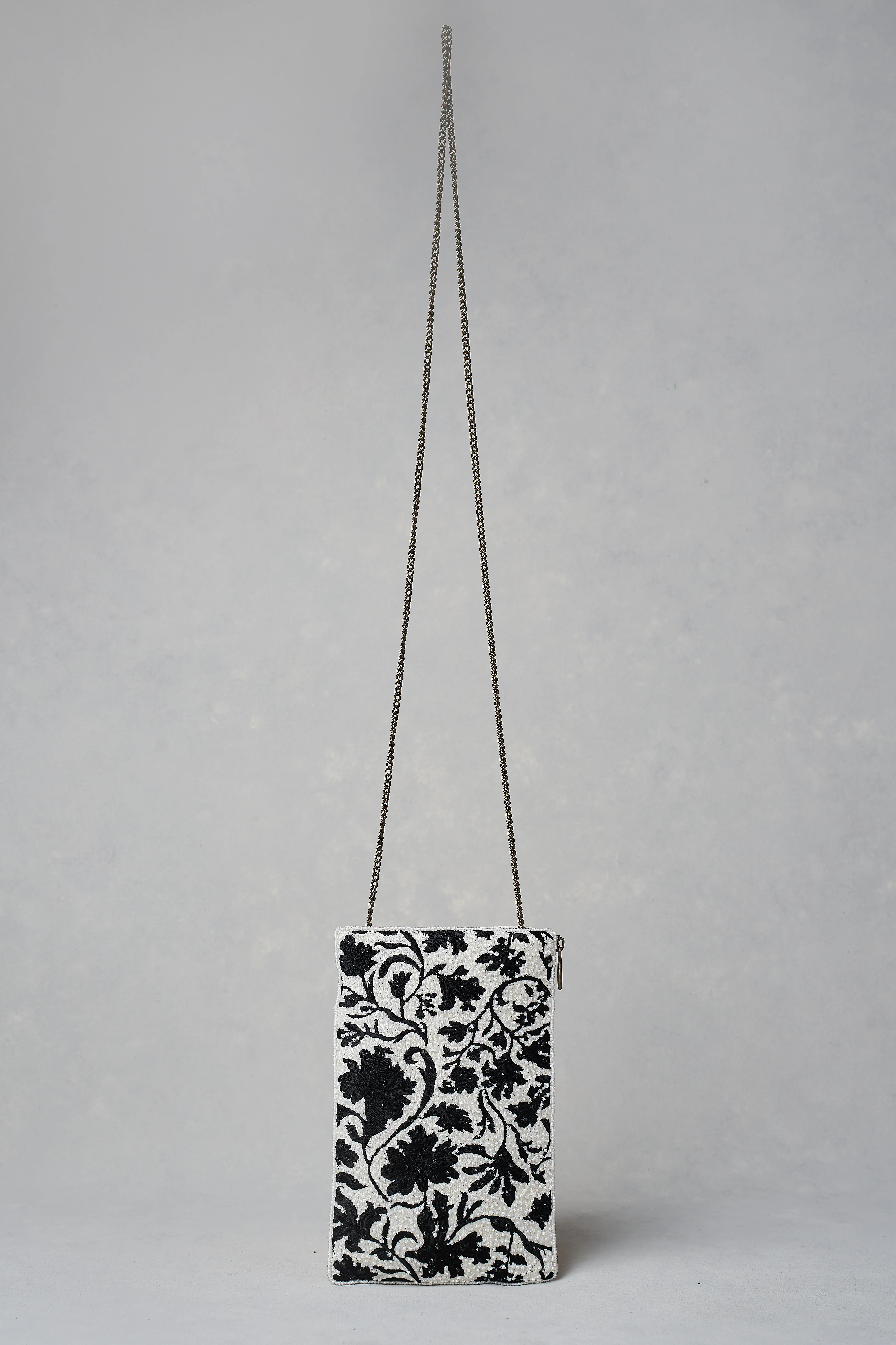 Monochrome Beaded Mini Clutch - Black - Image 5