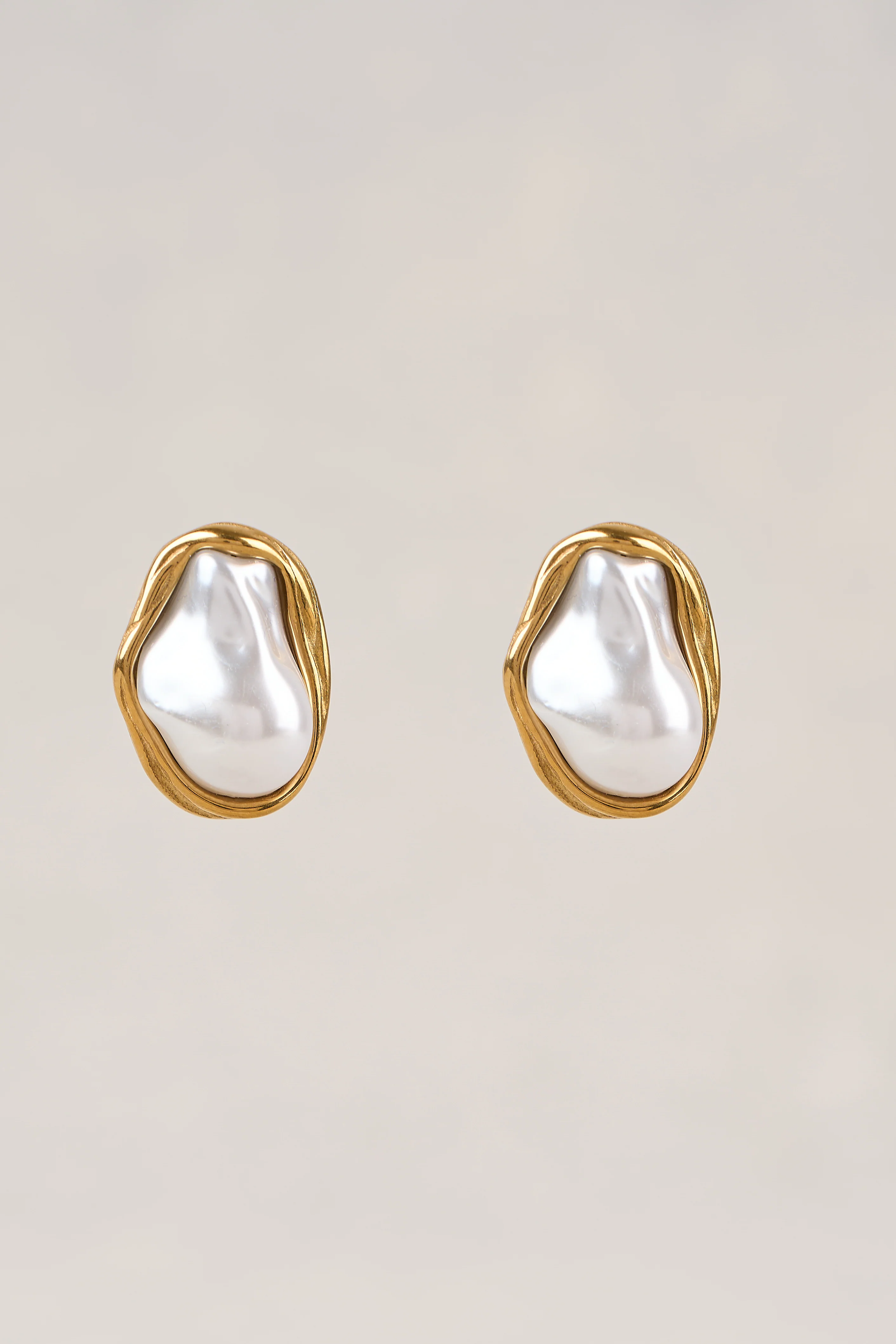 Organic Shaped Earrings - Gold - Image 3