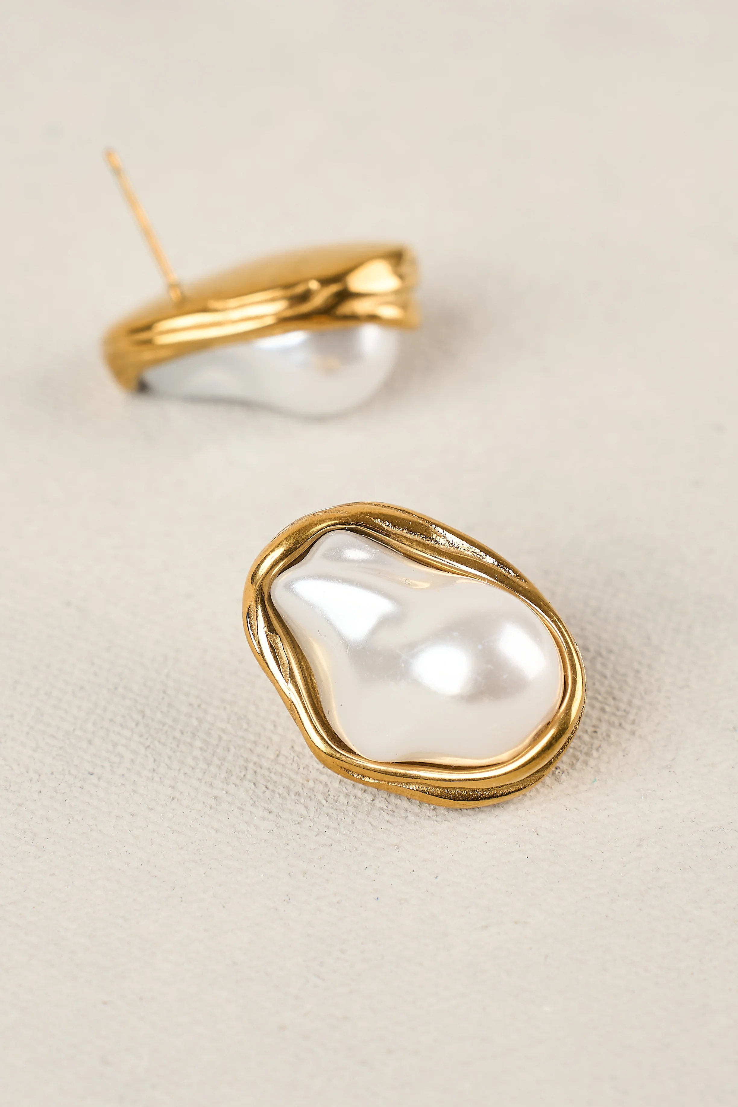 Organic Shaped Earrings - Gold - Image 4