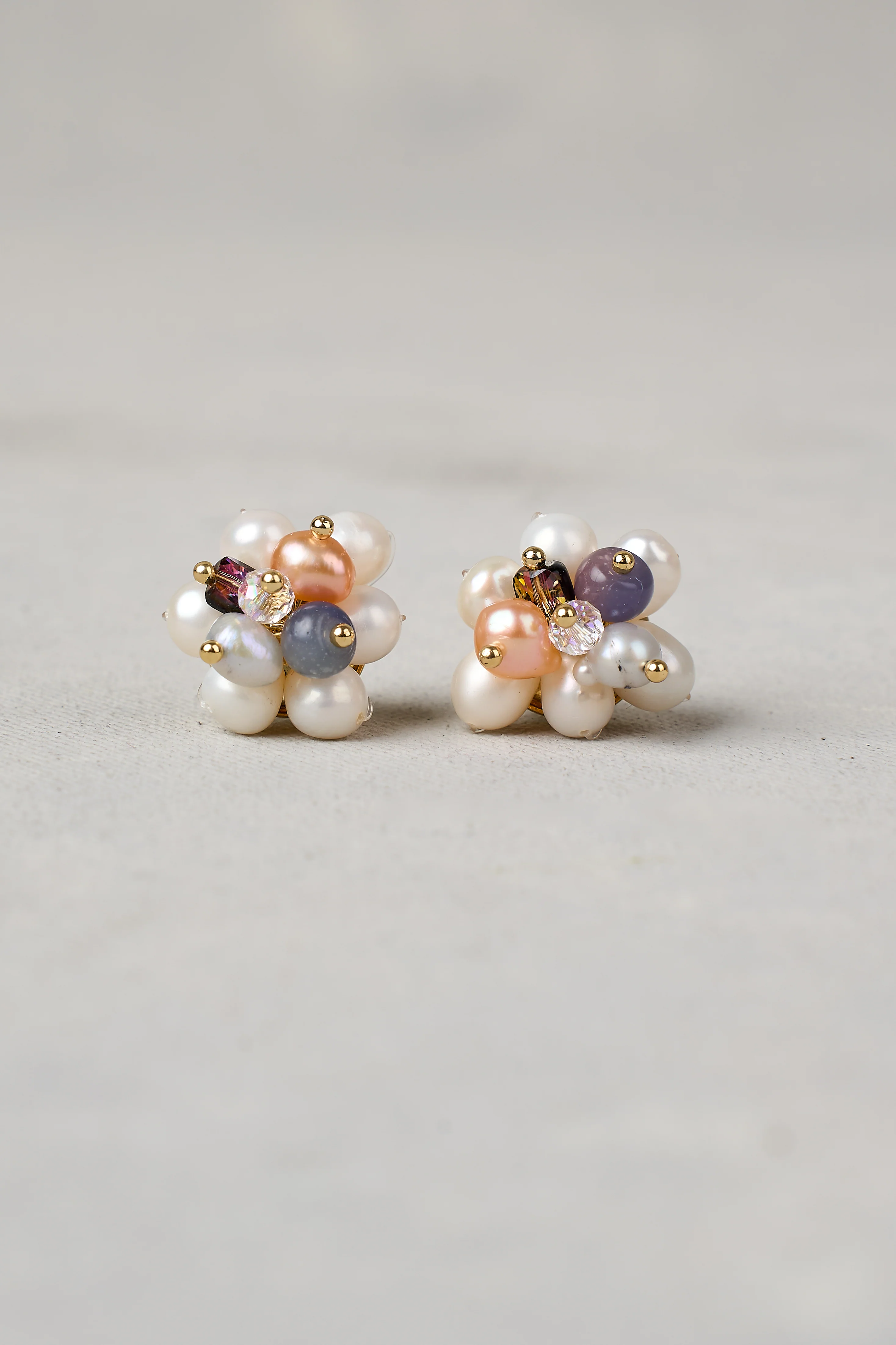 Pearl Cluster Studs - Gold - Image 3