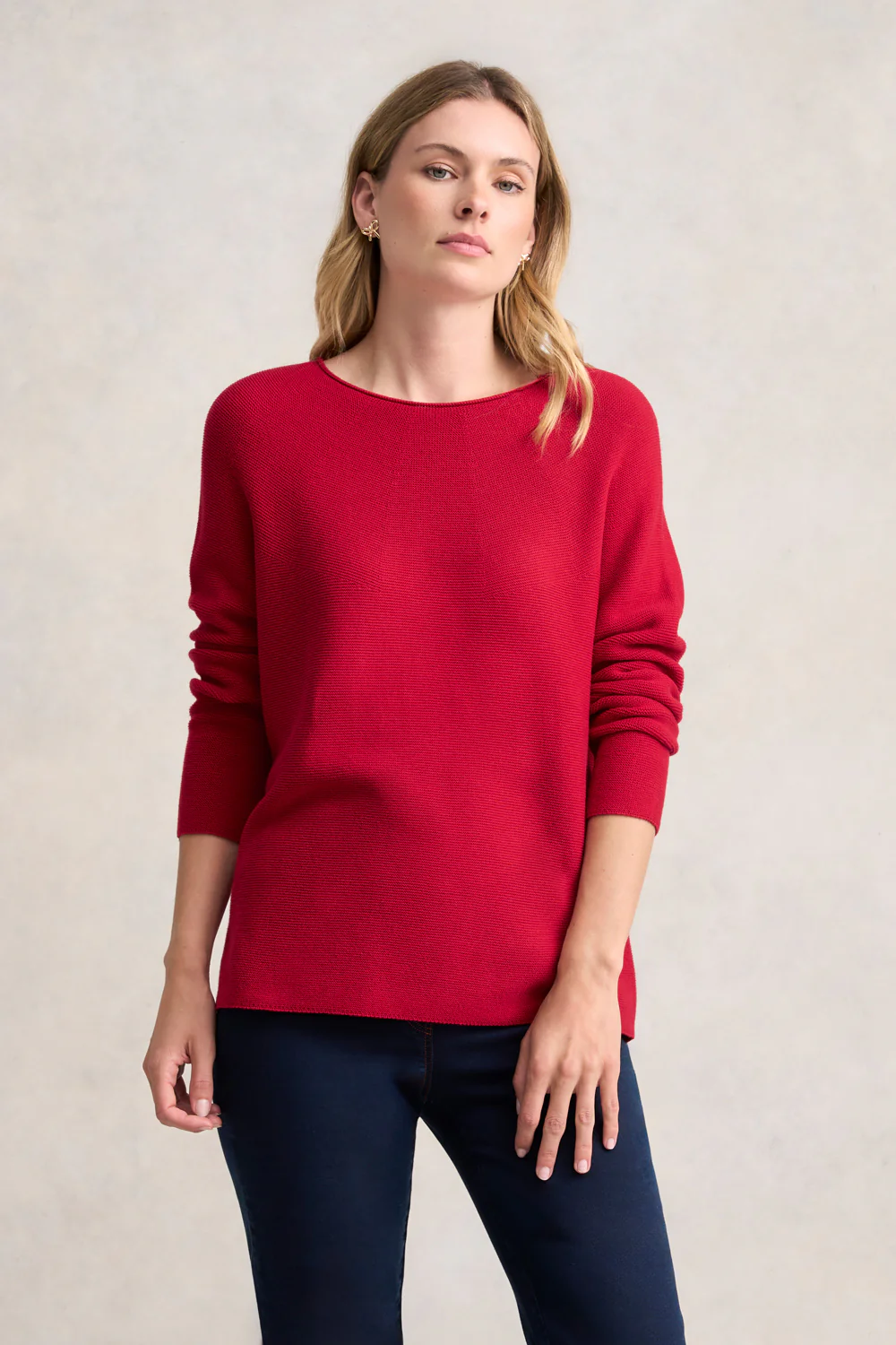 Purl Cotton Jumper - Rouge - Image 3