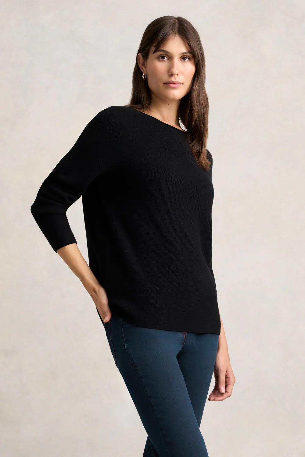 Purl Cotton Jumper - Black - Image 4
