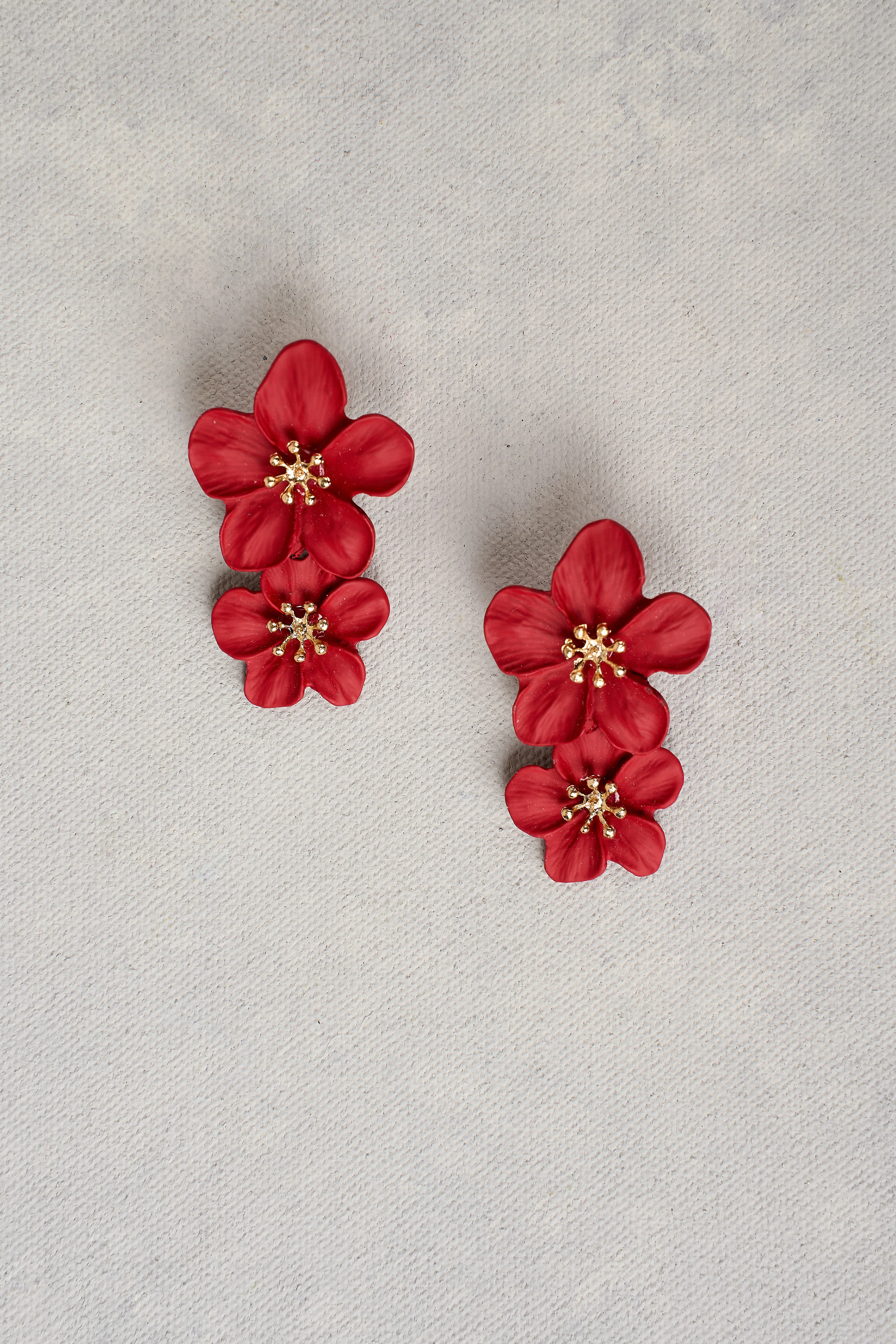 Red Floral Earrings - Image 3
