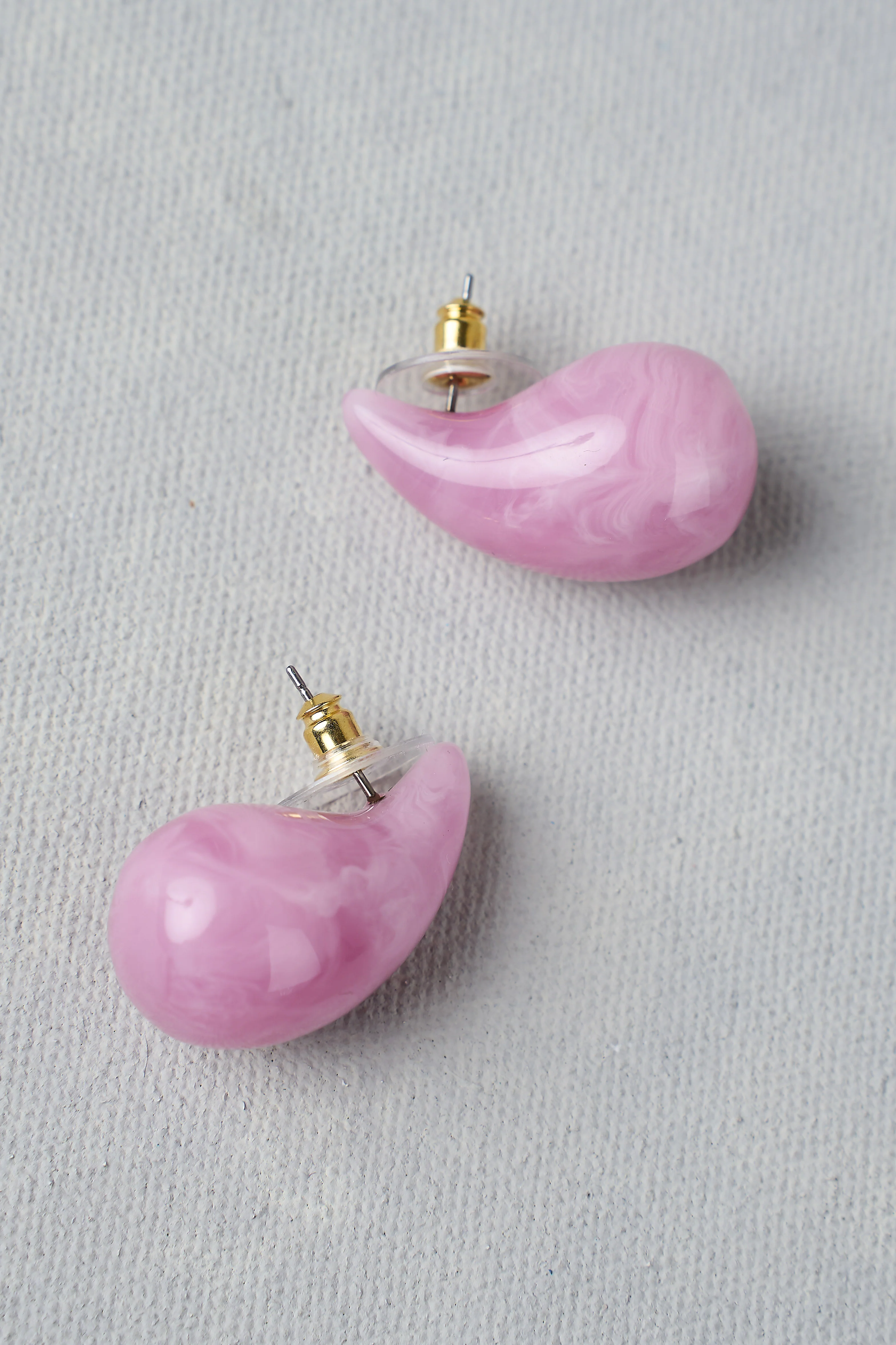 Resin Tear Studs – Pink - Image 4