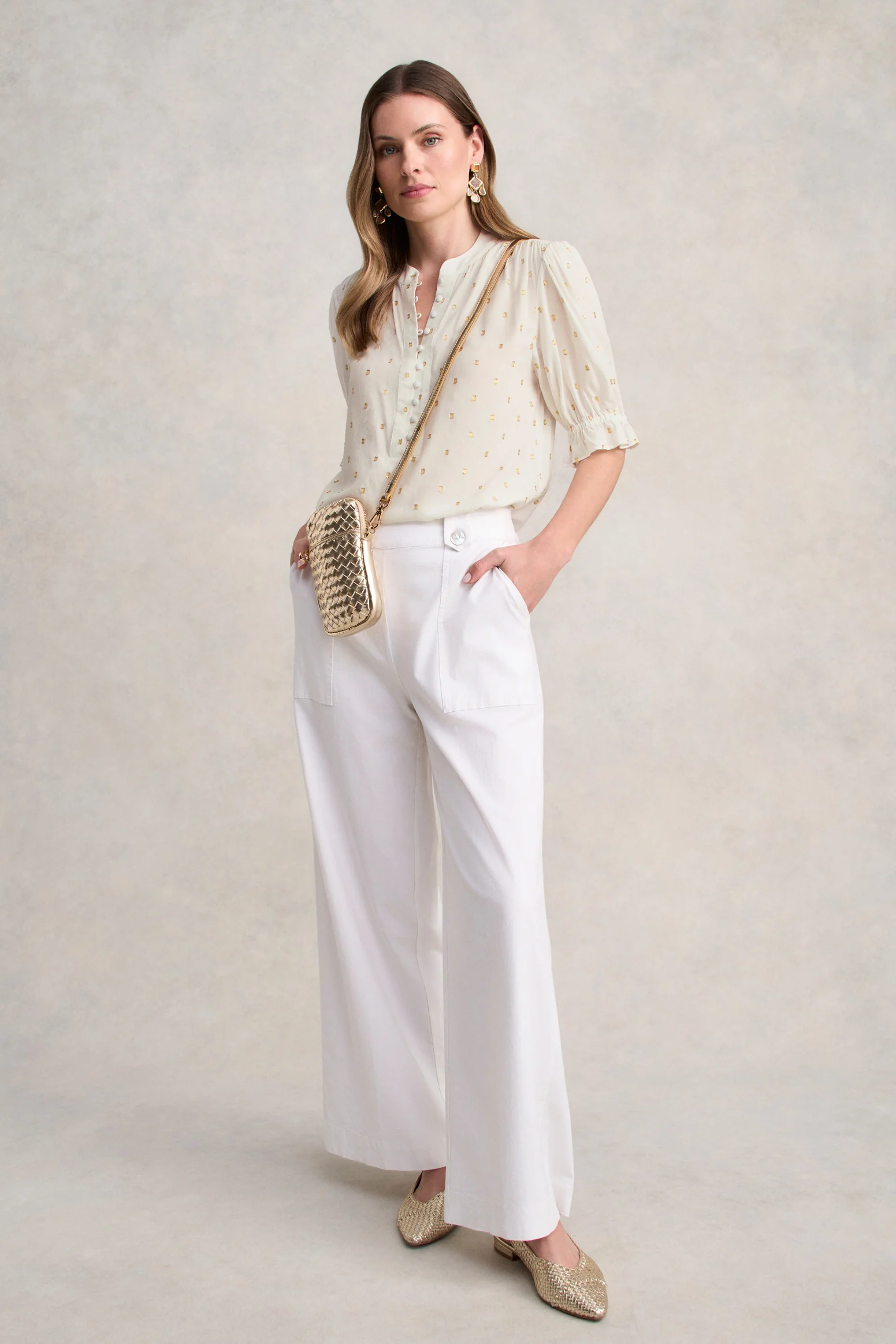 Lurex Clip Blouse - Cream - Image 3