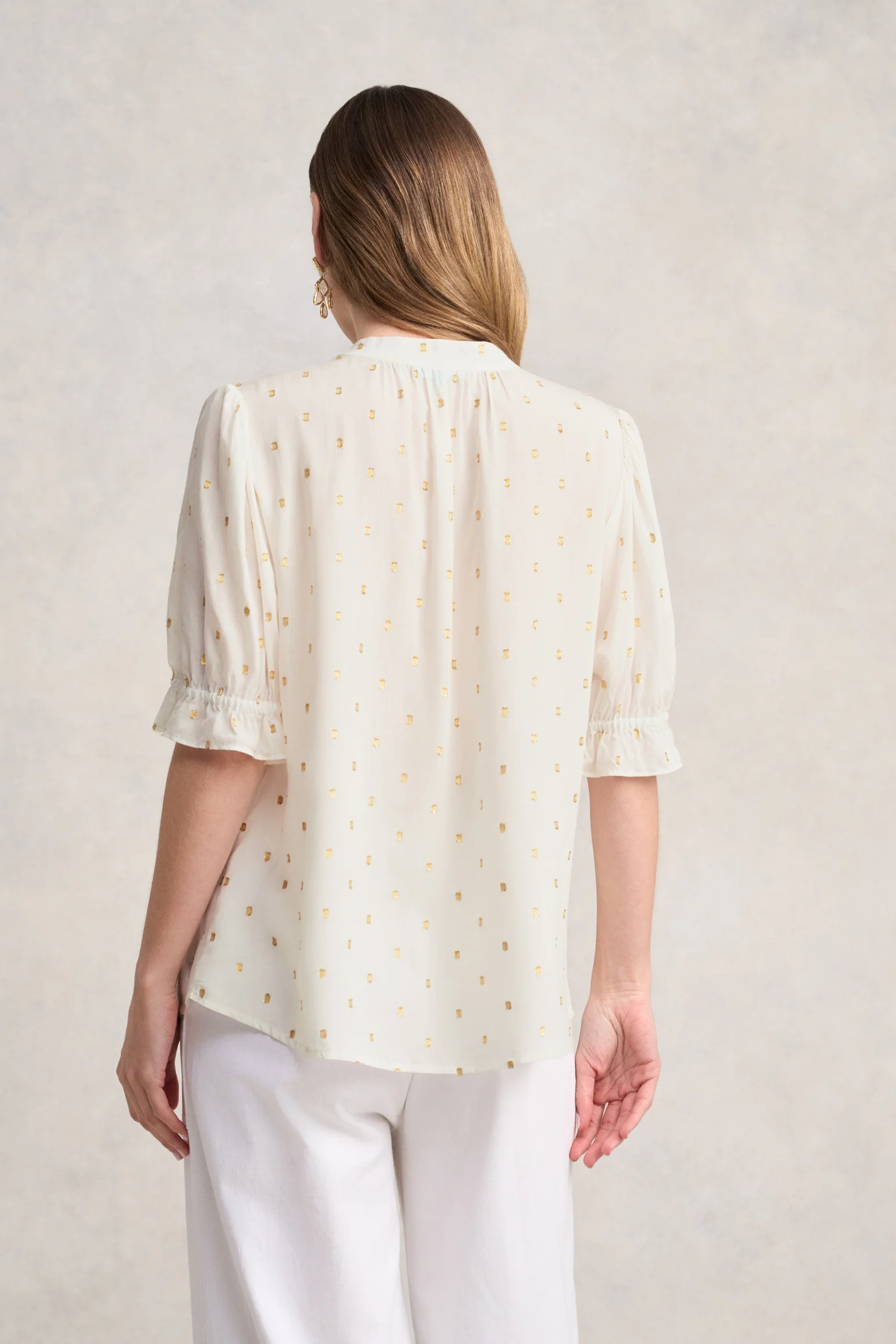 Lurex Clip Blouse - Cream - Image 5
