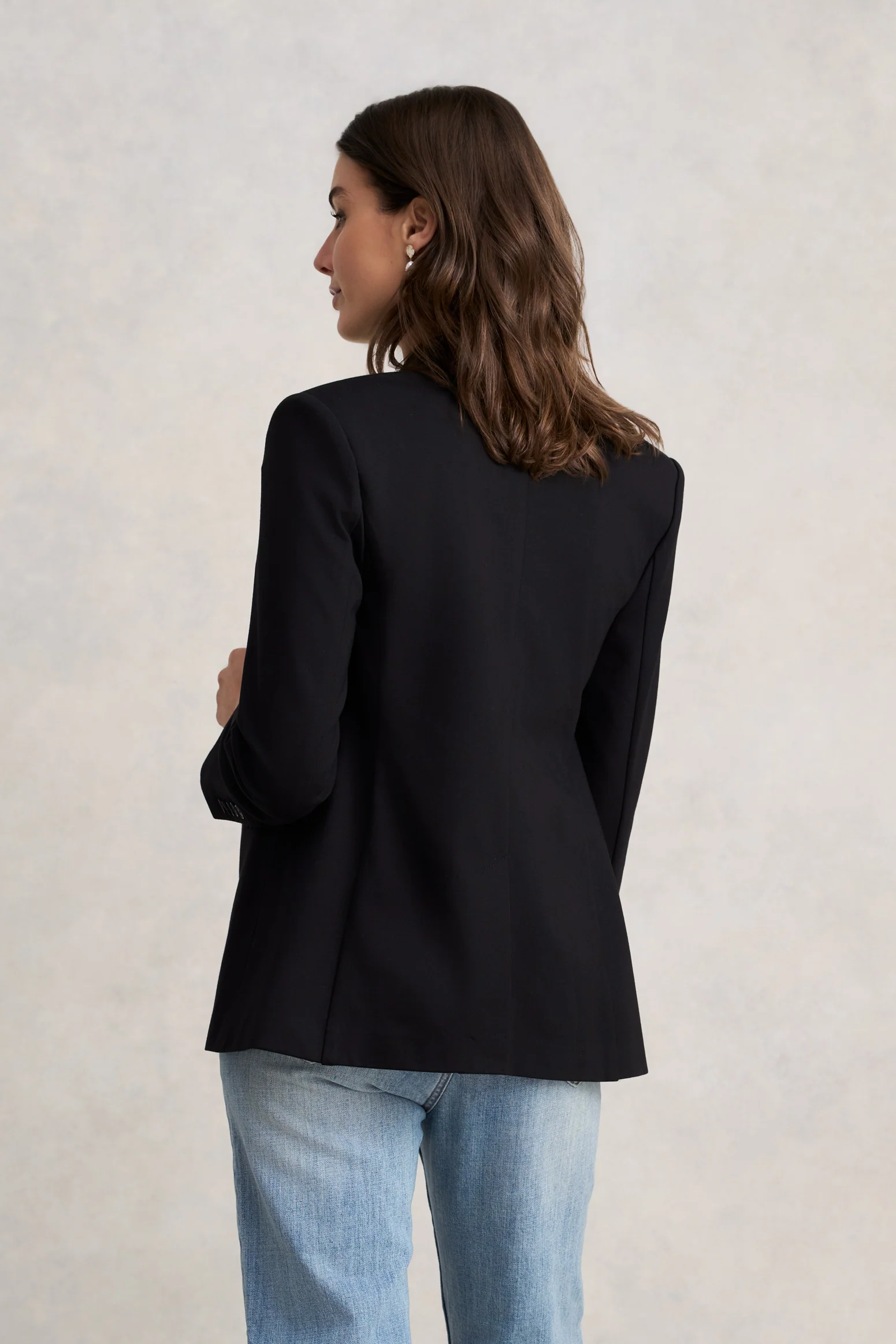 Single Breasted Ponte Blazer - Black - Image 4
