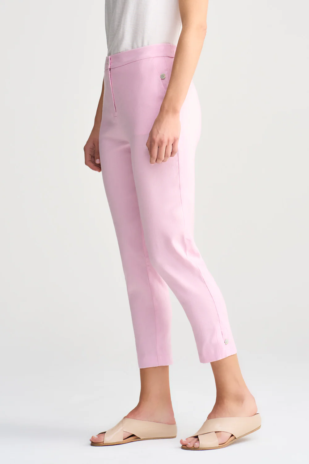 Tab Detail Linen Pant - Pink Lilac - Image 3