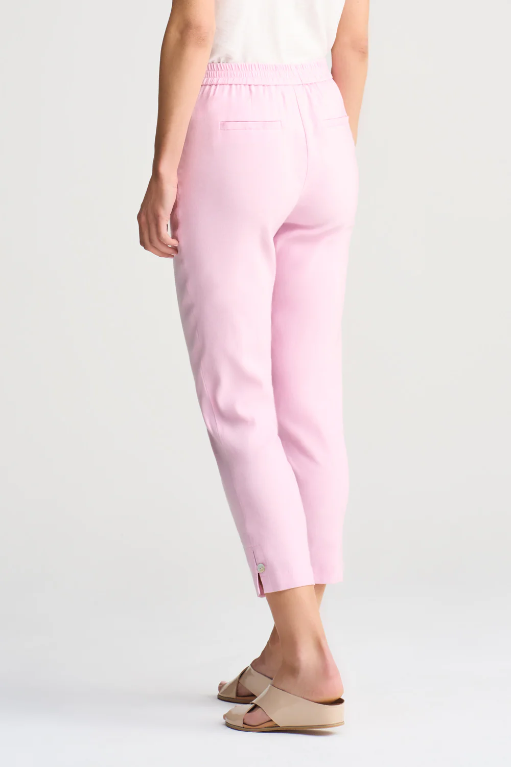 Tab Detail Linen Pant - Pink Lilac - Image 4