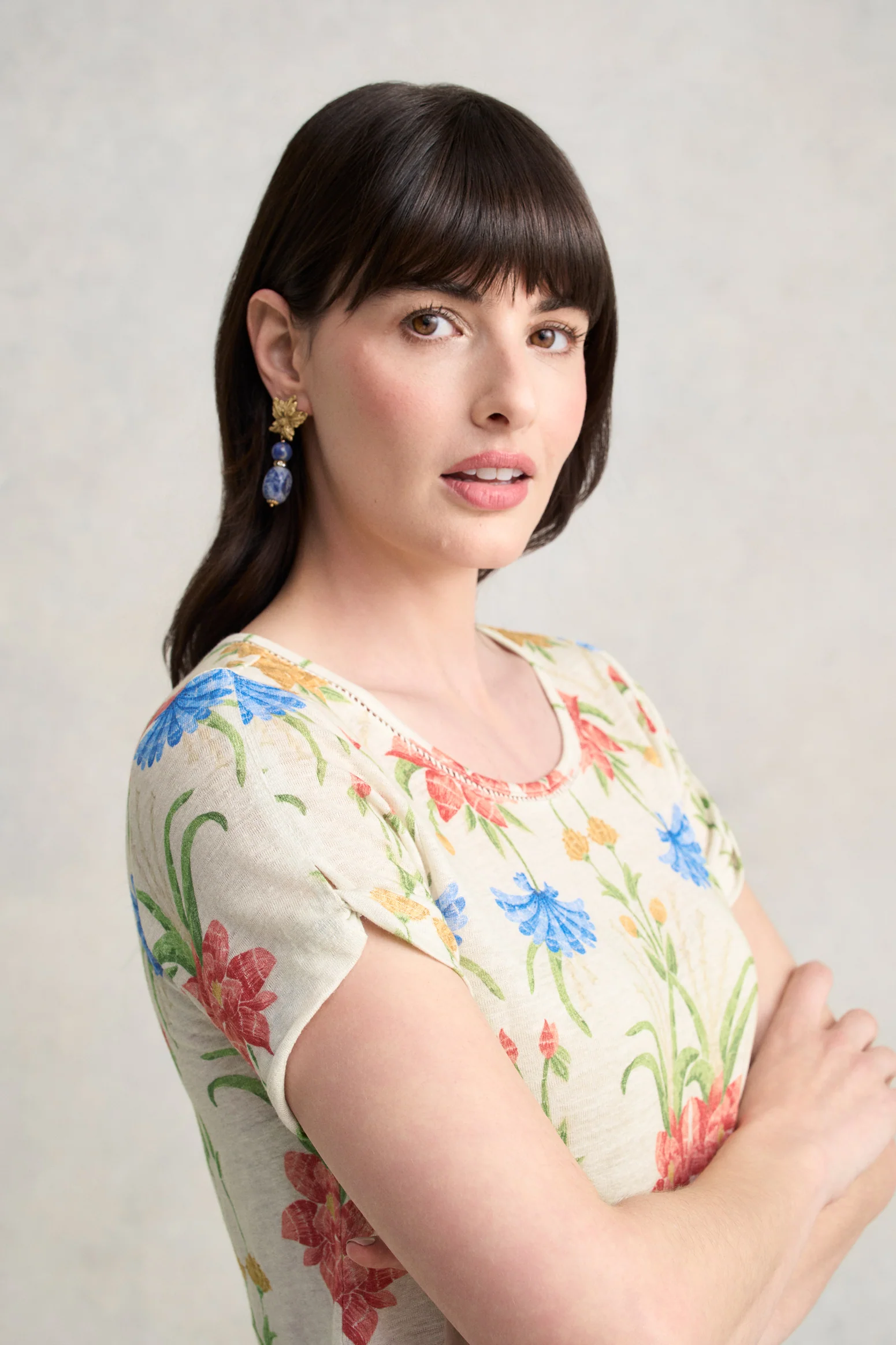 Twist Sleeve Linen T-Shirt - Paradise Print - Image 3