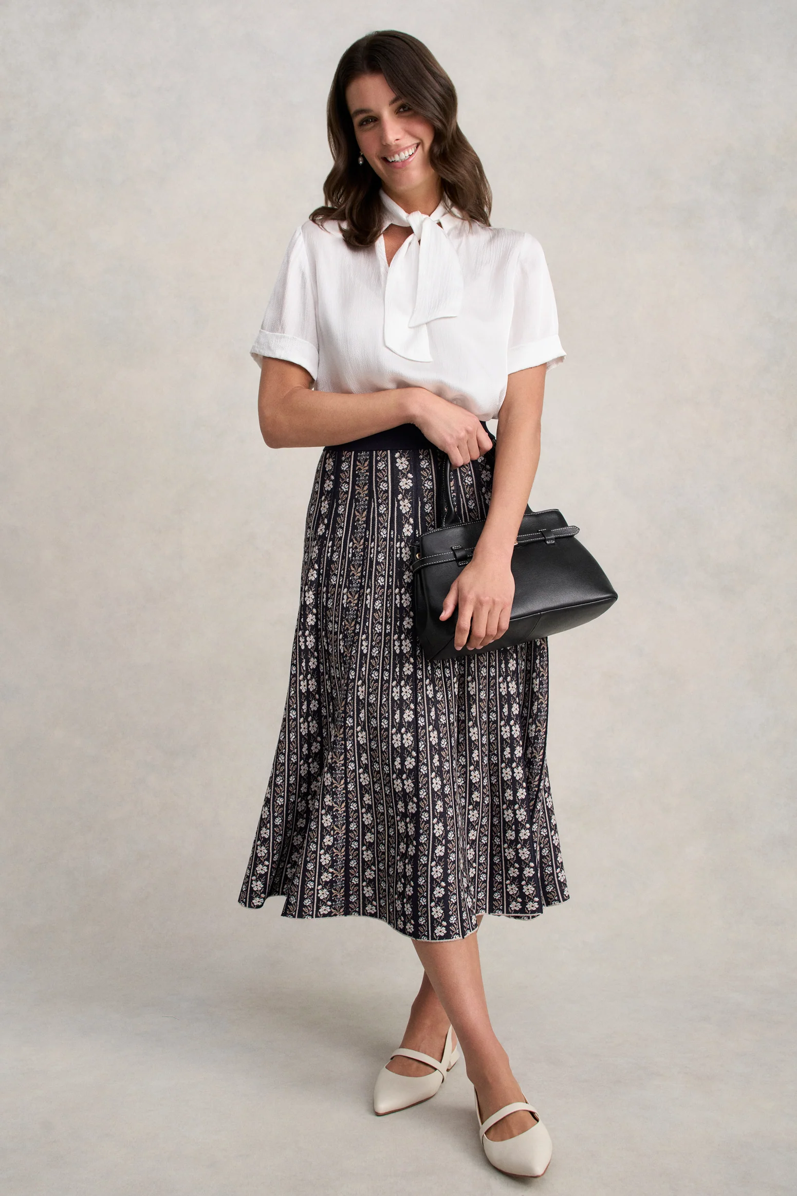 Jacquard Knit Skirt - Floral Jacquard - Image 3