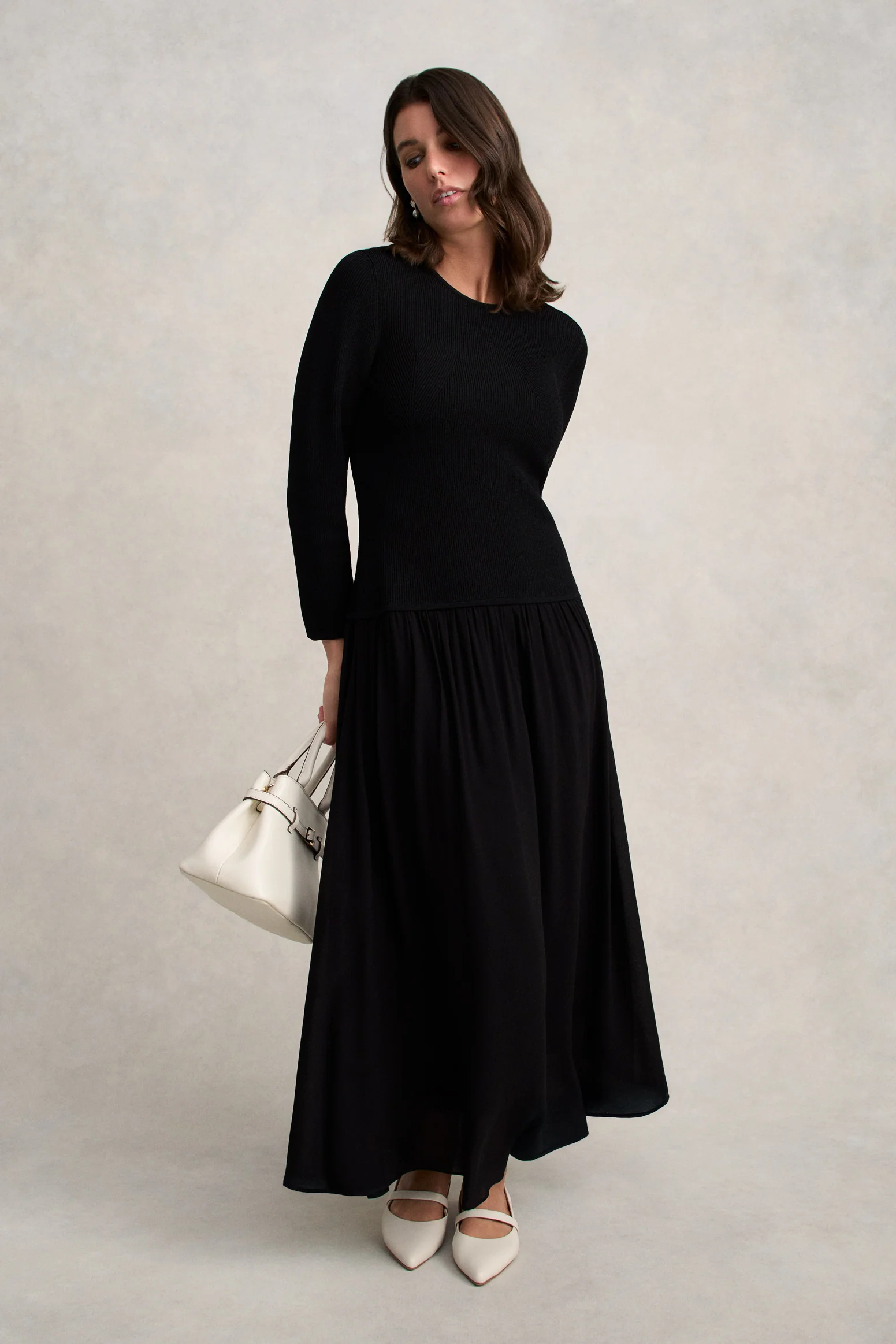 Mix Media Dress - Black - Image 3